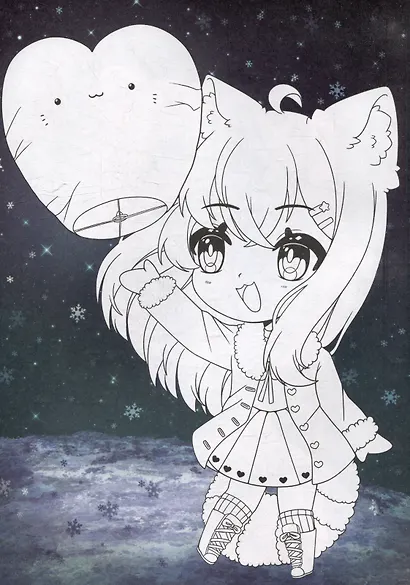 Раскраска с цветным фоном. Фантазийное аниме - фото 3