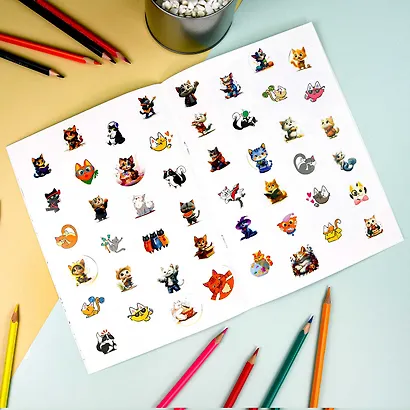 Раскраска с наклейками. Коты (48 наклеек) - фото 2