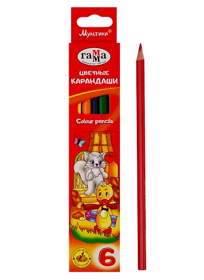 Карандаши цветные Гамма, "Мультики", 6 цветов - фото 3