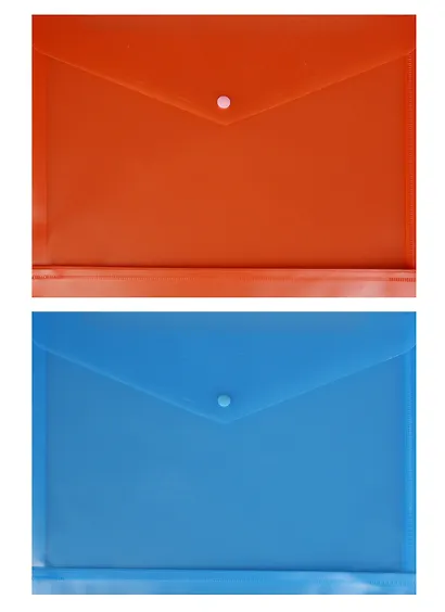 Папка-конверт А4 на кнопке с расширением, пластик 0,18мм, прозрачный, ассорти, Бюрократ - фото 3