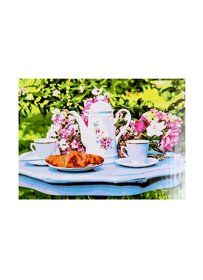 Набор д/творчества Рыжий кот Холст с красками 40х50см по номерам Завтрак в саду Х-1804 - фото 1