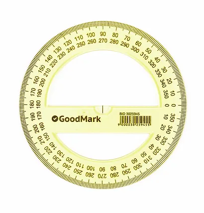 Транспортир 12 см 360°, пластик, в ассортименте, GoodMark - фото 3