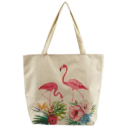 Сумка-шоппер на молнии Фламинго в цветах акварель (43х40) (текстиль) - фото 1
