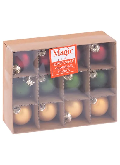Набор елочных шаров Классические цвета (12 шт) (стекло) (3см) - фото 1