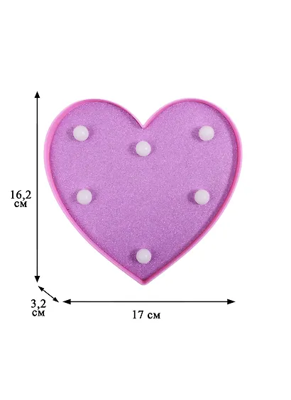 Светильник LED Сердечко (глиттер) (пластик) (16х16) - фото 2