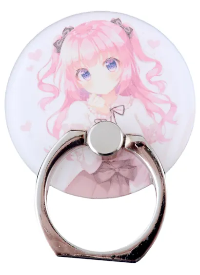 Держатель-кольцо для телефона Аниме Девушка с бантиком (Сёдзё) (цветная) (металл) (коробка) - фото 1