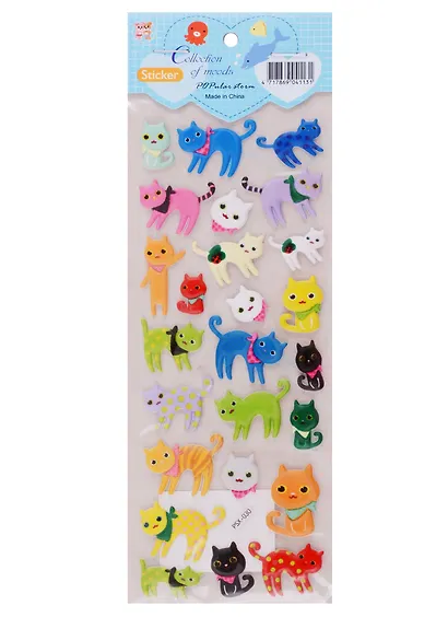 Наклейки зефирные PSX-020,-030 коты - фото 1