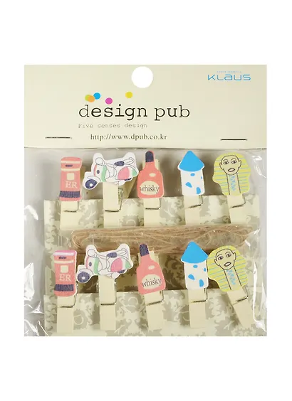 Прищепки декор. деревянные Путешествия (10шт) (упаковка) (11-02489-1C) - фото 1