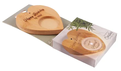 Набор чайных свечей с подсвечником Сердце Happy Birthday (4 штуки) - фото 2