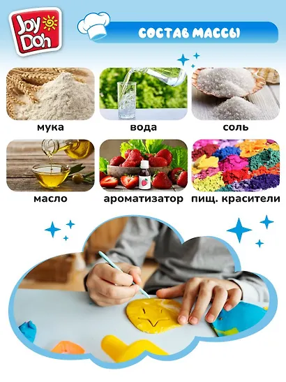 Масса для лепки Joy Doh, набор Ice-cream Set - Мороженое, доп. пресс-формы для фруктов, 10 аксессуаров, 4 баночки с тестом (4 х 50г) - фото 9