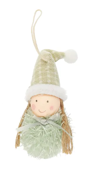 Новогоднее подвесное украшение Девочка-помпончик в шапочке (текстиль) (8см) (12-06277-NY-7) - фото 3