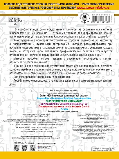 3000 примеров по математике. Вычисления по схемам в пределах 100. Сложение и вычитание с пятью числами. Ответы. 2 класс - фото 2