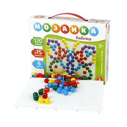 Мозаика "Бабочка" 20 элементов. Диаметр фишек 15 мм - фото 3