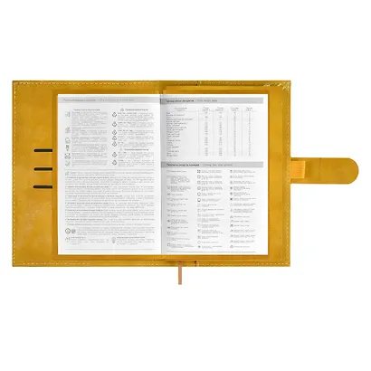 Ежедневник-органайзер недат. А6+ 80л 126х174 "Тиволи глосс" горчичный, иск.кожа, интегр.переплет, иснение фольгой, магнит.клапан , офсет, ляссе - фото 7