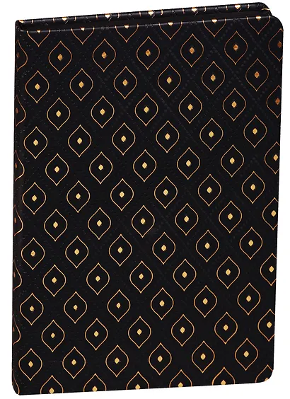Ежедневник недат. А5 96л "СОФТ-ТАЧ. Узор" черный, мягк. переплет, тонир.блок, тисн. зол. фольгой, ляссе, Escalada - фото 1