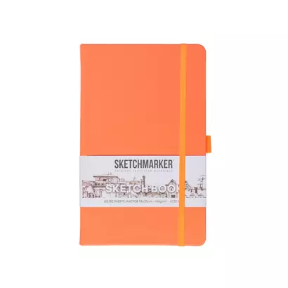 Скетчбук 13*21 80л "Sketchmarker"  неоновый коралл, 140г/м2, слоновая кость, тв.обл. - фото 1