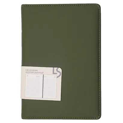 Ежедневник недат. А5 136л "MAPLE" оливковый, 7Б, иск.кожа, обл.поролон, тв.переплет, тонир.блок, скругл.углы, ляссе, инд.уп - фото 3