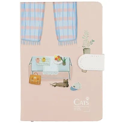 Блокнот с магнитной застёжкой «Котик в комнате», 128 листов, 19 х 13 см - фото 1