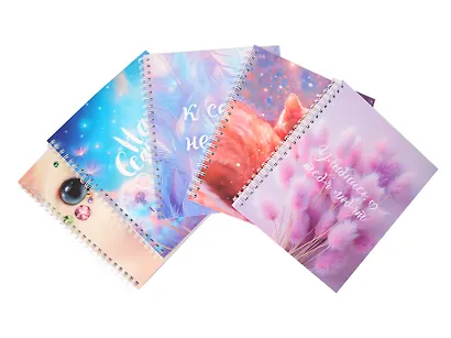 Тетрадь 96л кл. "Нежность" гребень, мел.картон, мат.ламинация, ассорти - фото 1