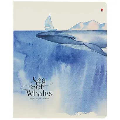 Тетрадь в клетку Альт, "Киты. Акварель", 48 листов, в ассортименте - фото 1