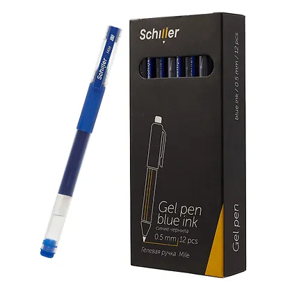 Ручки гелевые синие 12 штук "Mile" 0,5 мм, Schiller - фото 6