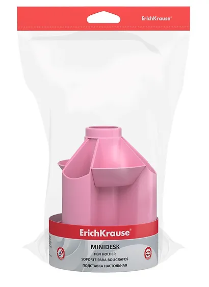 Подставка настольная "Mini Desk, Pastel" вращающаяся, пластик, розовая, ErichKrause - фото 2