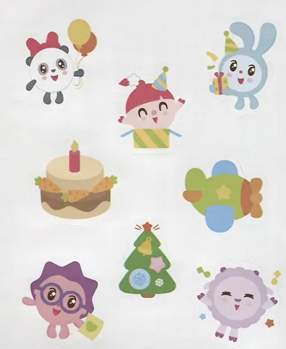 Наклей и раскрась для самых маленьких № № НРДМ 1906 "Малышарики. Праздник". Внутри 16 наклеек! - фото 5