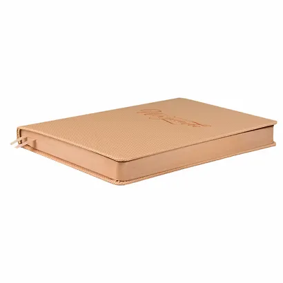 Ежедневник недат. А5 160л "Вся жизнь искусство" Пике пепельно-коралловый, кожзам, тв.переплет, тиснение фольгой, офсет, ляссе - фото 3