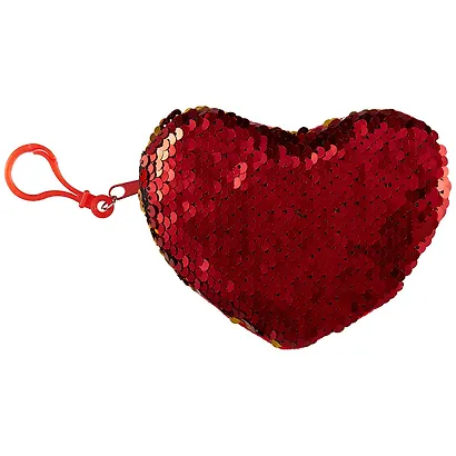 Кошелек с пайетками на молнии Сердце (11см) (текстиль) - фото 2