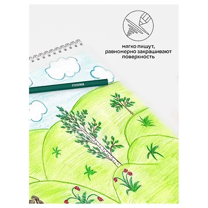 Карандаши акварельные 24цв "Классические" с кистью, к/к, Гамма - фото 8