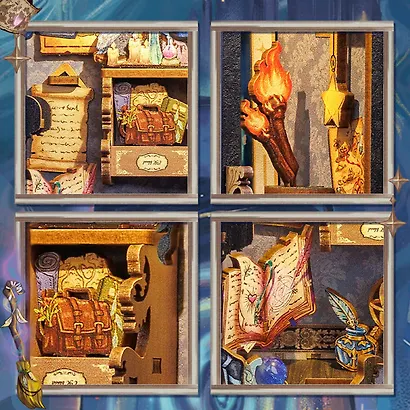 CWGA201 Конструктор интерьерный  – сборный домик CuteBee - Агентство "Душевное Путешествие", 99 деталей (материалы: дерево, картон, пластик, металл), со световыми эффектами (подсветка интерьера), с питанием от 2хААА батареек (не включены), серия DIY, возр - фото 9