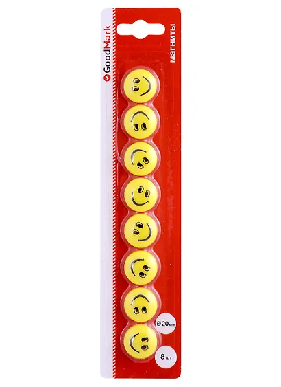 Магниты 8 штук 20мм "Смайлики", блистер, GoodMark - фото 1