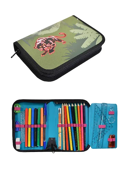 Пенал 1отд. "NATURE QUEST" прямоугольный, c наполнением (32 предмета), ассорти, Tiger - фото 1