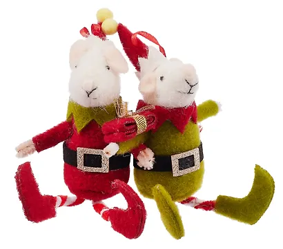 Новогоднее подвесное украшение Мышка в колпаке (войлок) (16 см) - фото 2