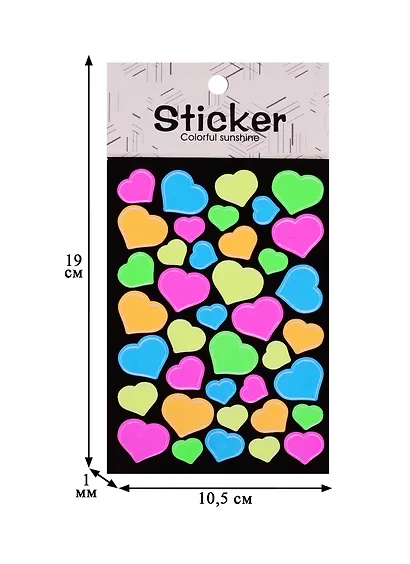 Стикеры бумажные светящиеся 2 листа Сердца - фото 2