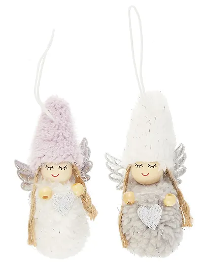 Новогоднее подвесное украшение Девочка-ангел в шапочке (текстиль) (9см) (12-06277-NY-8) - фото 1