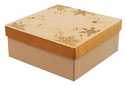 Коробка подарочная "Craft snowflaces" 15,5*15,5*6,5см, Новый год, картон - фото 3