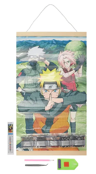 Naruto. Алмазное панно на подвесе "Команда № 7 Наруто", 30 х 50 см - фото 4