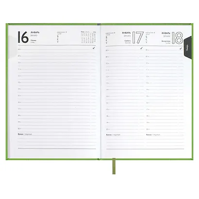 Ежедневник дат. 2026г. А5 176л "Наппа" салатовый, кожзам, тв.переплет, обл.поролон, блинт.тиснение, офсет, справ.мат-лы, ляссе, инд.уп - фото 11