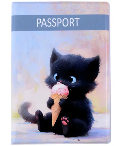 Обложка для паспорта Сладкие коты Котик с мороженым (ОП2024-421) - фото 2