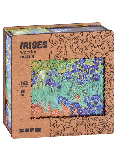 Деревянный пазл с двухслойной крышкой Ирисы М, 162 детали - фото 1