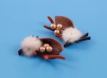 Заколки новогодние Рожки олененка с ушками и бубенчиками (2шт) (текстиль) (12-6142-HNY19) - фото 4