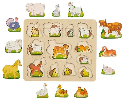 Пазл-рамка "Чей малыш? Домашние животные" 24 детали, 2 слоя - фото 4