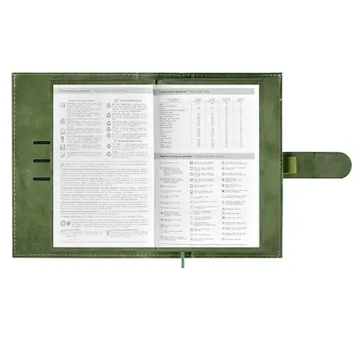 Ежедневник-органайзер недат. А6+ 80л 126х174 "Тиволи глосс" оливковый, иск.кожа, интегр.переплет, иснение фольгой, магнит.клапан , офсет, ляссе - фото 6