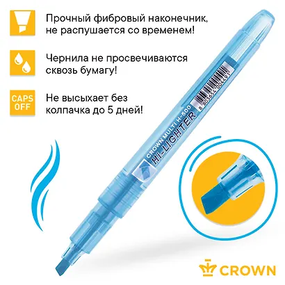 Текстовыделители 6 цветов, 4 мм, блистер, Crown - фото 3