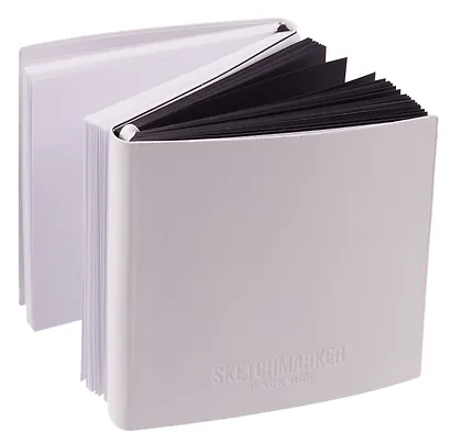 Скетчбук 12*12 60 л "Sketchmarker" Black&White черный, 140г/м2, черный вн. блок + 60 л белый, 140г/м2, белый офсет,  мягк. обл. - фото 10