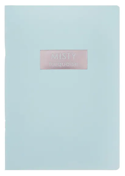 Тетрадь А4- 48л кл. "Misty Turquoise" скрепка, мел.картон, печ.пантон, ламинация soft touch, тиснение фольгой - фото 1