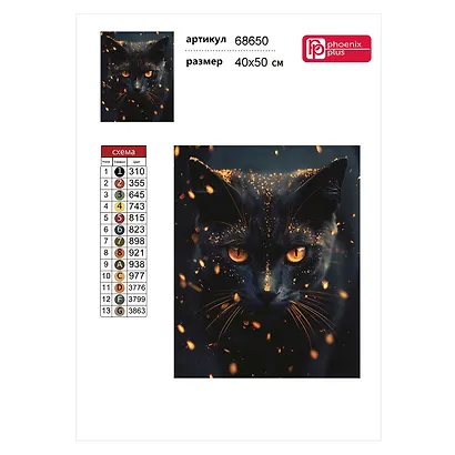 Алмазная мозаика "Кот-маг" 40*50 см - фото 3