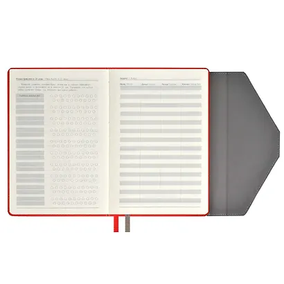 Ежедневник недат. А5 160л "Руффо" красный, серый, бежевый, иск.кожа, тв.переплет, офсет, ляссе - фото 8