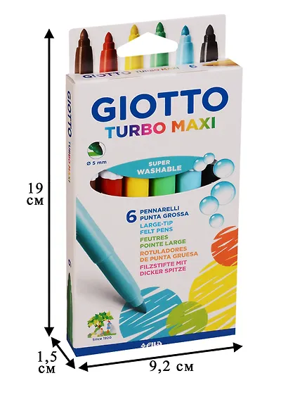 Фломастеры Giotto, Turbo Maxi, 6 цветов - фото 2